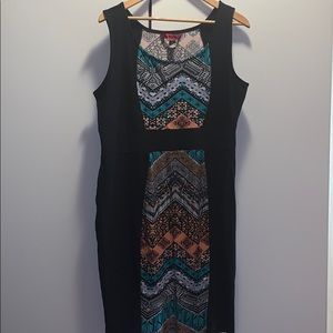 3X  Midi Dress, stretch, tribal print.